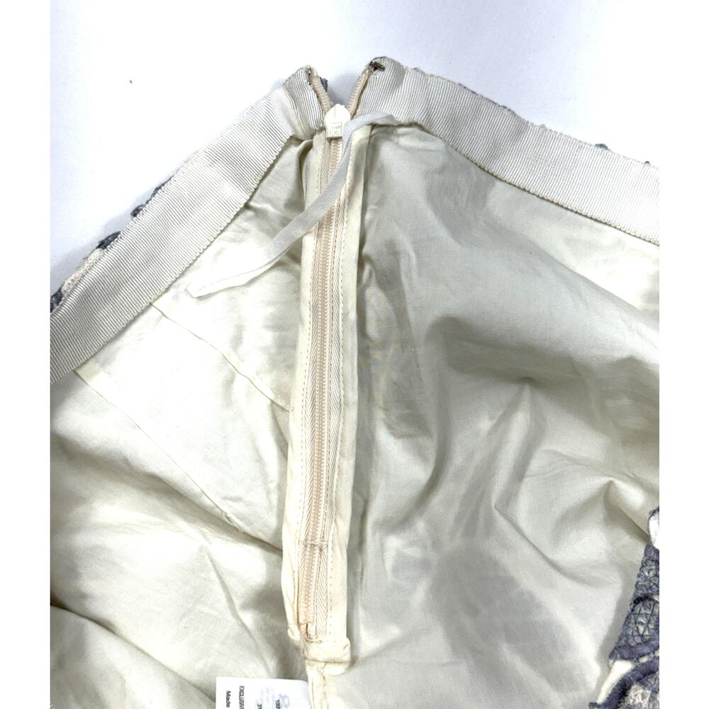 Tory Burch Gray & Cream Leaf guipure Lace Size 8 kammy shorts Cotton Lined - Picture 6 of 13